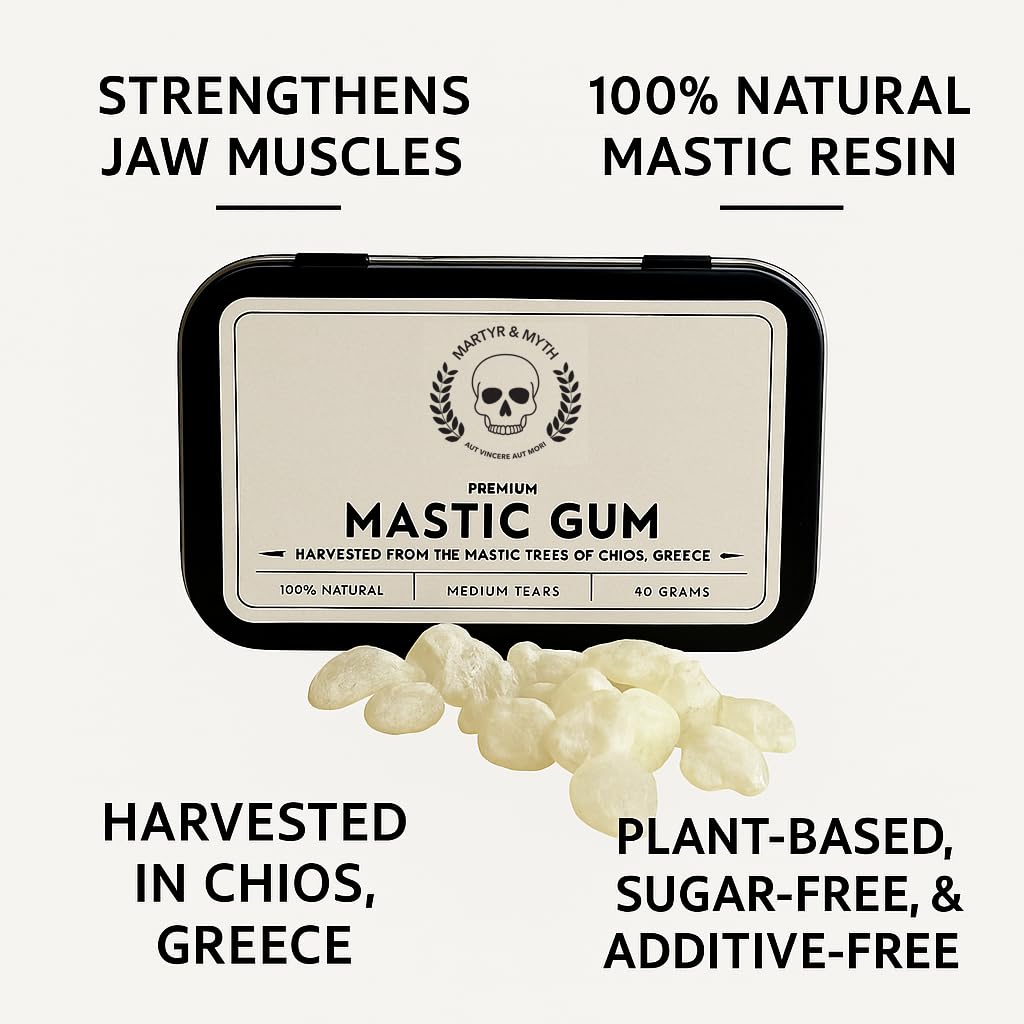 Martyr & Myth Mastic Gum – 40g Pure Greek Resin from Chios | Natural, Sugar-Free Plant-Based Chewing Gum