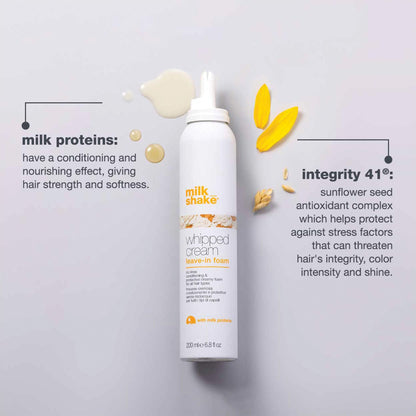 milk_shake Whipped Cream Leave-In Treatment | Creamy, No-Rinse Conditioning Mousse with Milk Proteins and Fruit Extracts | Hydrates, Detangles, and Smooths for Silky, Healthy-Looking Hair | 6.8 Fl Oz (200 ml)
