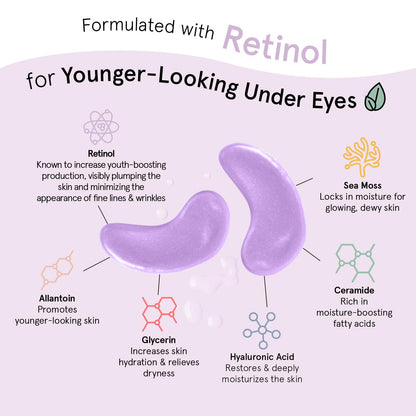 grace & stella Under Eye Masks With Retinol - Revitalizing Under Eye Patches for The Wrinkles & Dark Circles - Gel Eye Mask - Gifts for Mom, Teen Girl Gifts - Vegan, Cruelty-Free (24 Pairs)