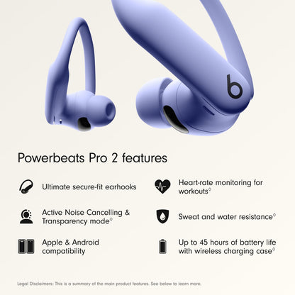 Beats Powerbeats Pro 2 Wireless Bluetooth Earbuds - Noise Cancelling, Heart Rate Monitor, IPX4, Up to 45H Battery & Charging Case, Works with Apple & Android - Hyper Purple 🍁 All In One Marketplace Canada