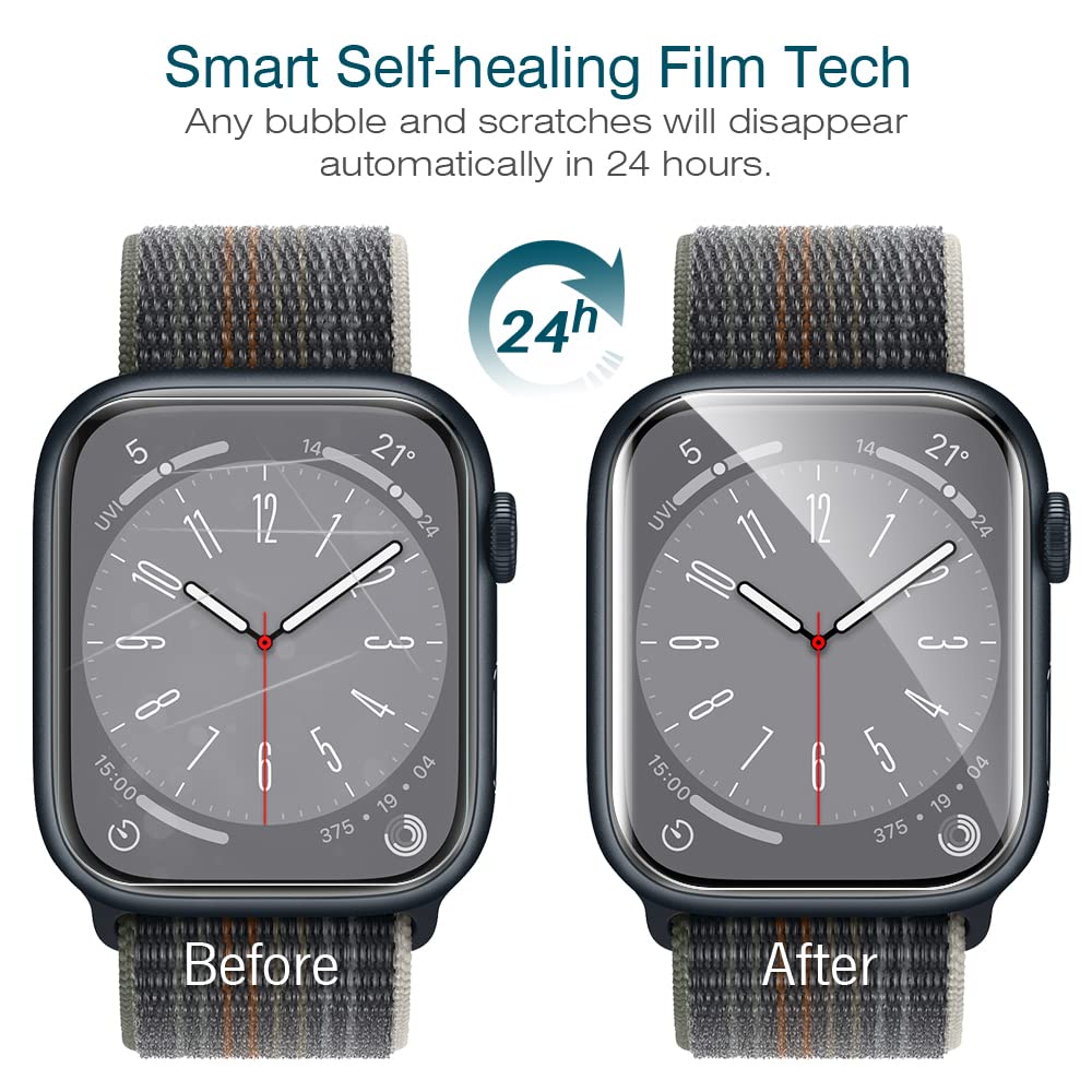 LK 6 Pack Screen Protector for Apple Watch Series SE/6/5/4/SE 2022 40mm, Apple Watch Series 9/8/7 41mm Screen Protector, Max Coverage, Bubble-Free, Anti-Scratch, iWatch 40mm Flexible TPU Clear Film