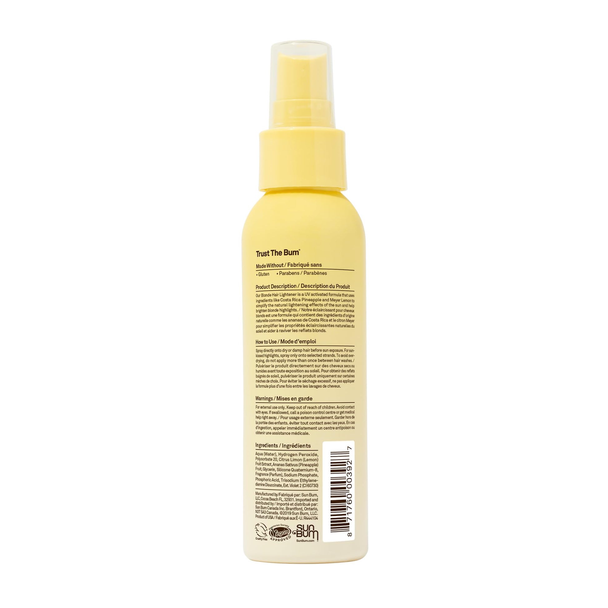 Sun Bum Blonde Formula Hair Lightener, Hair Highlighting Spray, Paraben Free, Gluten Free, 118 mL Spray Bottle, 1 Count - Available at All In One Marketplace Canada