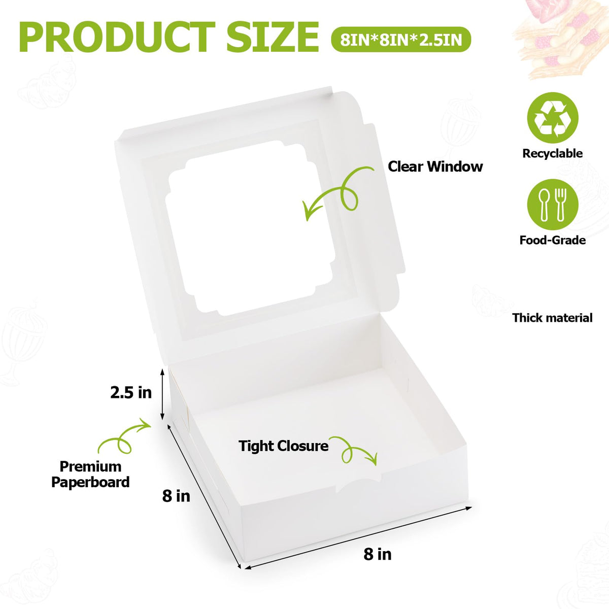 YODYZJ Cookie Boxes with Window, Pack of 20, 8x8x2.5 Inches 🍁 All In One Marketplace Canada