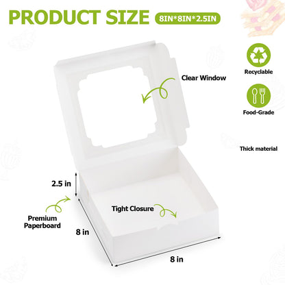 YODYZJ Cookie Boxes with Window, Pack of 20, 8x8x2.5 Inches 🍁 All In One Marketplace Canada
