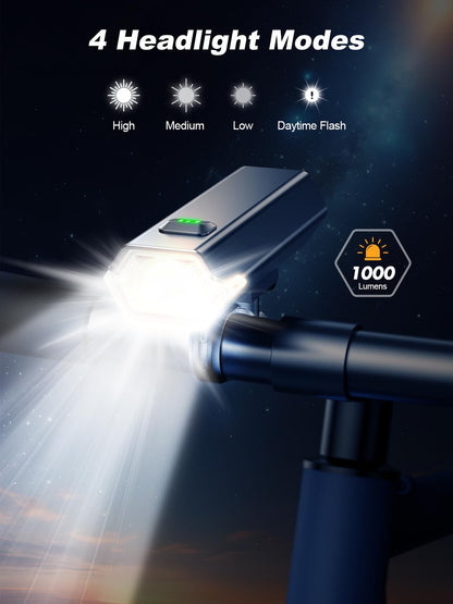 Oldowl Upgraded Bike Lights Super Bright, 4+6 Modes Rechargeable Bike Lights Front and Back with Side Lights, 360°Rotatable Bike Headlight, IP65 Waterproof Bicycle TailLight, Reflectors Accessories - Available at All In One Marketplace Canada