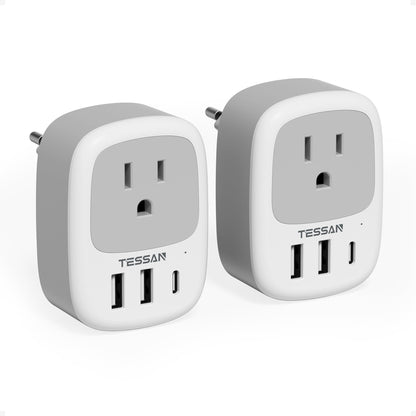TESSAN Canada to European Travel Adapter 2 Pack, Plug Adaptor