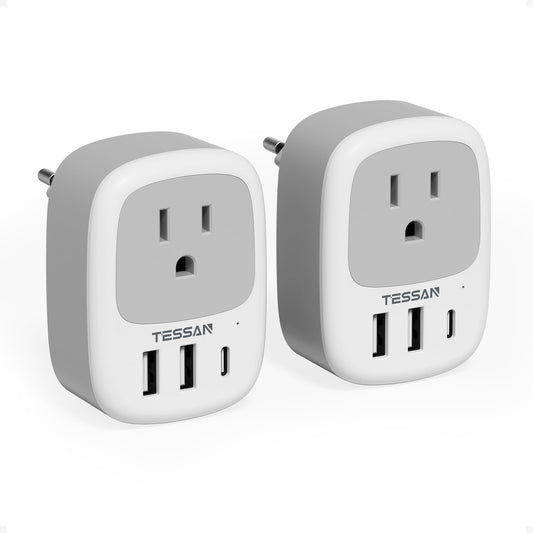 TESSAN Canada to European Travel Adapter 2 Pack, Plug Adaptor