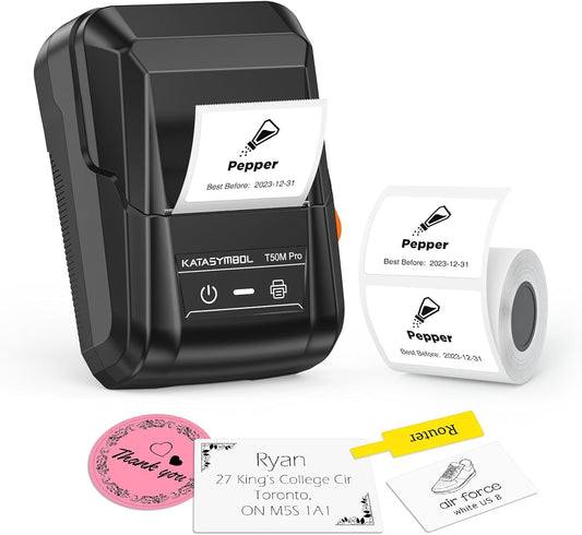 SUPVAN T50M Pro Bluetooth Label Maker Machine with Tape, Wide Waterproof Label, Versatile App with 30 Fonts and 660+ Icons, Inkless Labeler for Home, Kitchen, School, Office Organization, Set 1