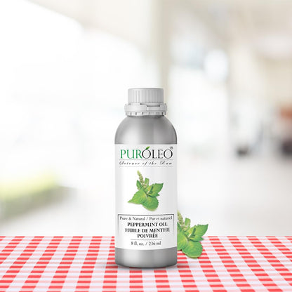 PUROLEO Peppermint Essential Oil 8 Fl Oz/236 ML (Packed in Canada), 100% pure, natural, undiluted. Ideal for aroma, candle making, perfumes, fragrance oils, diffusers, and huile essentielle pour diffuseur. 🍁 All In One Marketplace Canada