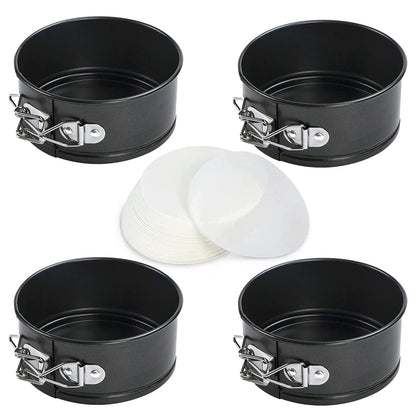 4-Inch Springform Pans Set, 4 Pack Non-Stick Cheesecake Pan, Leakproof Round Cake Pan, Removable Bottom Baking Pans, for Mini Cake, Pizzas and Quiches, Cheesecakes, Include 50 Pcs Cake Paper 🍁 All In One Marketplace Canada