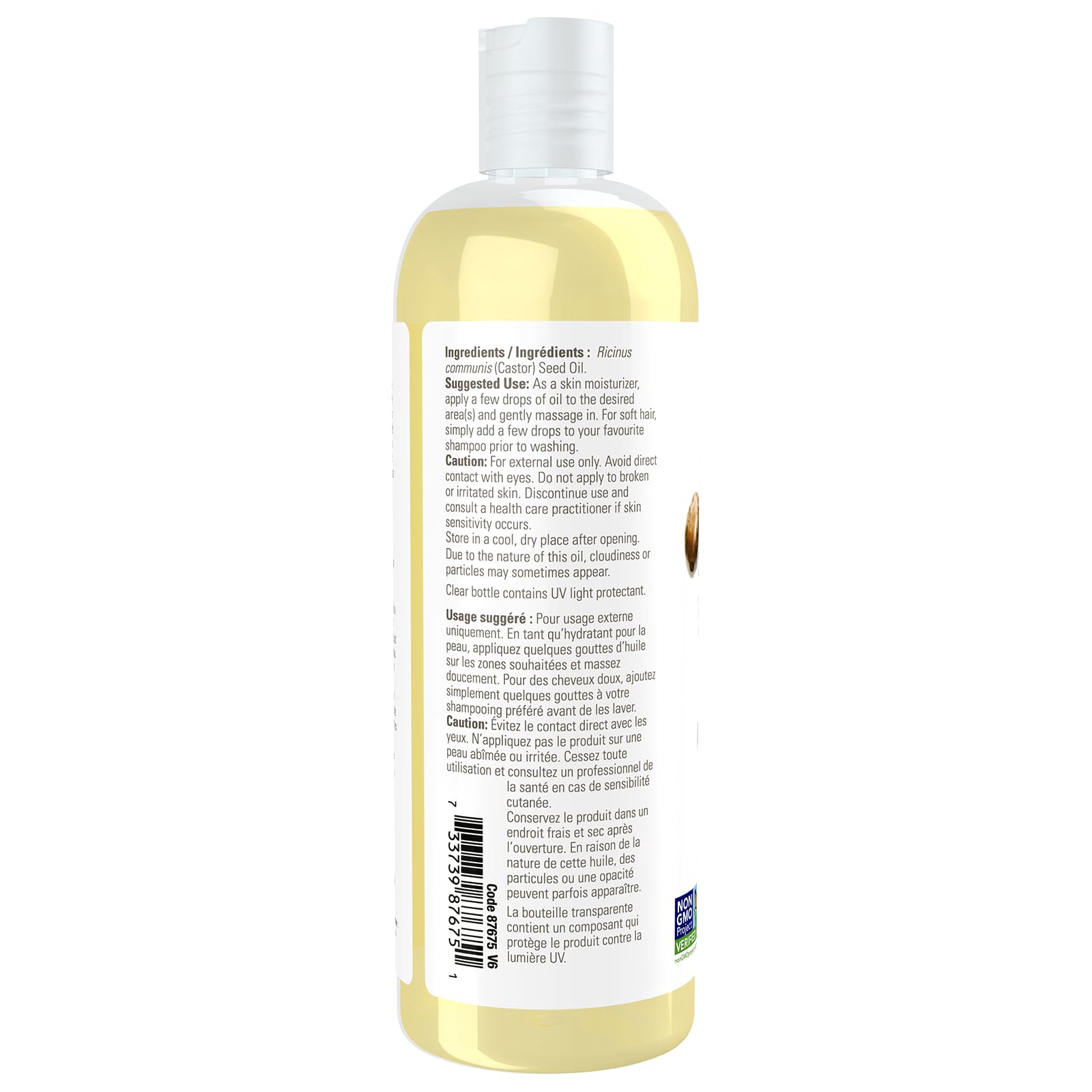 NOW Solutions, Castor Oil, 100% Pure Versatile Skin Care, Multi-Purpose Skin Softener, 473mL NOW