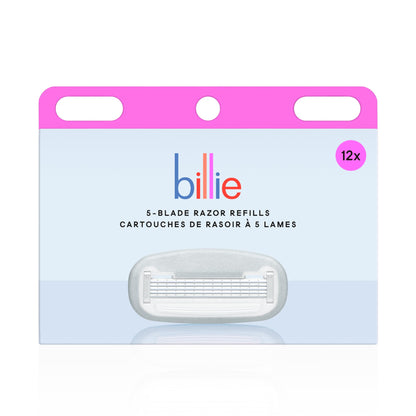 Billie Women’s Razor Refill Blades | 5-Blade Cartridges - 12 count | Replacement Refills for Billie Handle - Available at All In One Marketplace Canada
