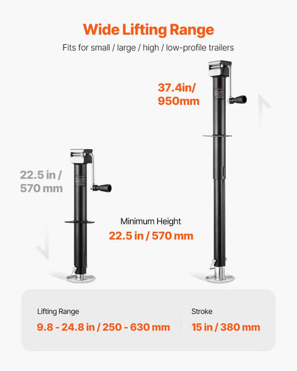VEVOR A-Frame Trailer Jack, 5000 lbs Dynamic Load Capacity, Trailer Jack Stand with Handle & Rectangular Footpad, 15-inch Vertical Travel, Suitable for RV, Horse, Utility Trailers, Yacht Trailers VEVOR