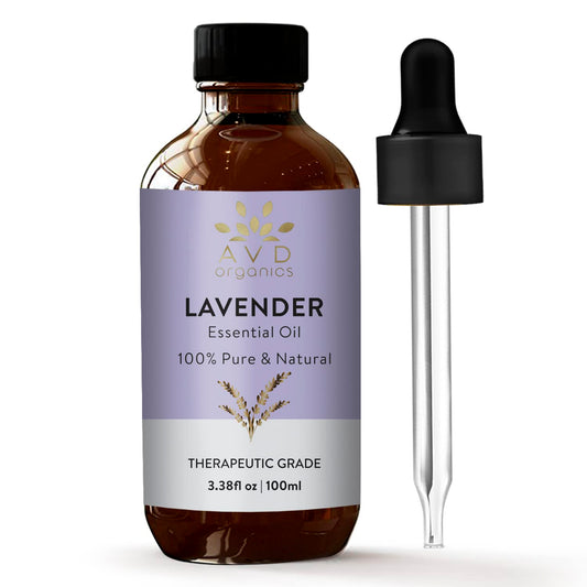 AVD Organics Lavender Essential Oils 100ml | 100% Pure & Natural Lavender Oil Skin | Massage, Aromatherapy, Diffuser, Laundry & Meditation | 3.38 fl. oz