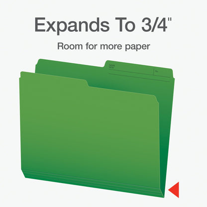 Pendaflex File Folders, 1/2 Cut Tab, Letter Size, Green, Durable Paper Stock, 100/Box, Ideal for Office/Home/School Organization, Made in Canada, Reversible File Organizers Pendaflex