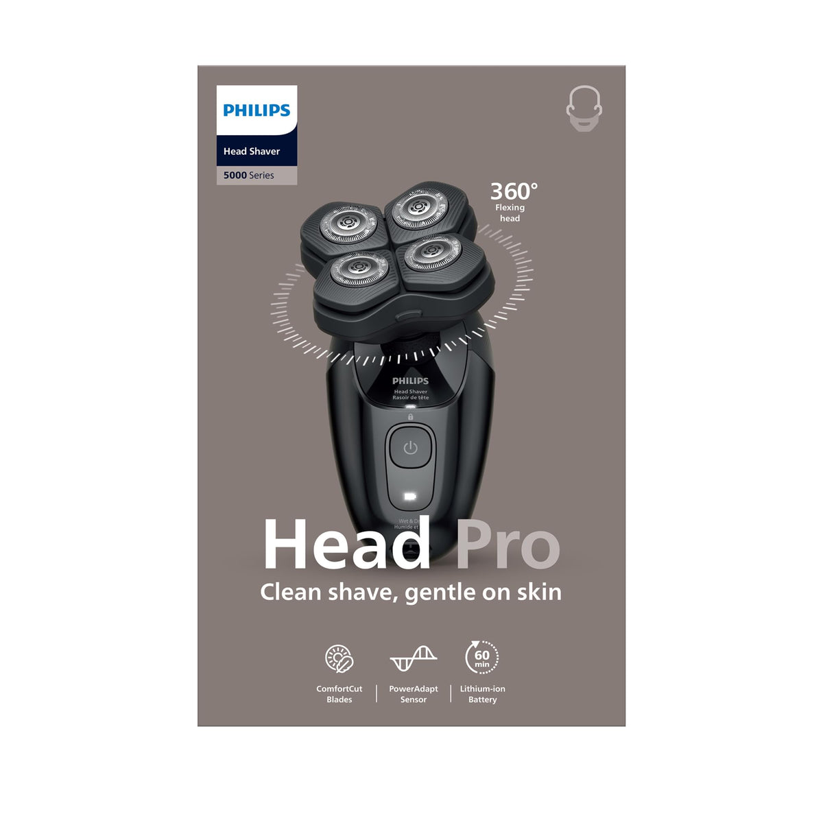 Philips Head Shaver Pro 5000, 360° Flexing Head, ComfortCut Blades