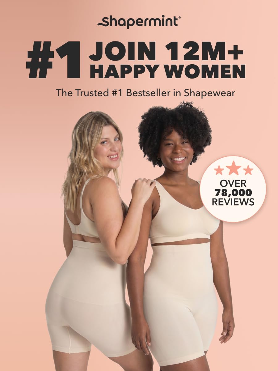 Shapermint High Waisted Body Shaper Shorts - Shapewear for Women Tummy Control Small to Plus-Size Nude Small