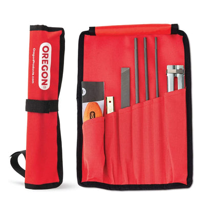 Oregon Universal Chainsaw Field Sharpening Kit - Includes 5/32-inch, 3/16-inch, and 7/32-inch Round Files, Flat File, Handle, Filing Guide, and Pouch Oregon