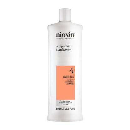 Nioxin System 4 Scalp + Hair Conditioner - Hair Thickening Conditioner for Damaged Hair with Progressed Thinning, 16.9 fl oz (Packaging May Vary) NIOXIN