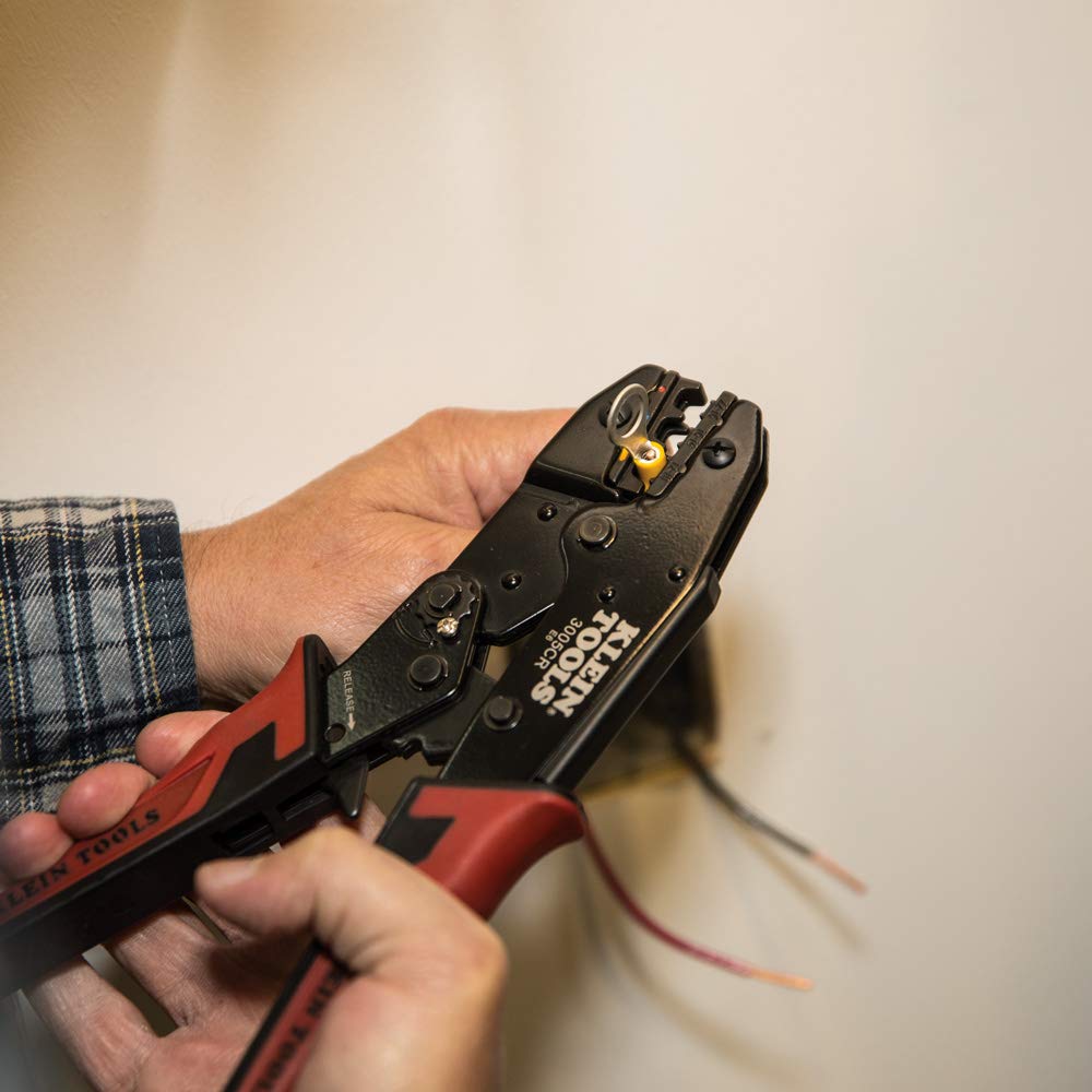 Klein Tools 3005CR Wire Crimper Tool, Ratcheting Insulated Terminal Crimper for 10 to 22 AWG Wire KLEIN TOOLS
