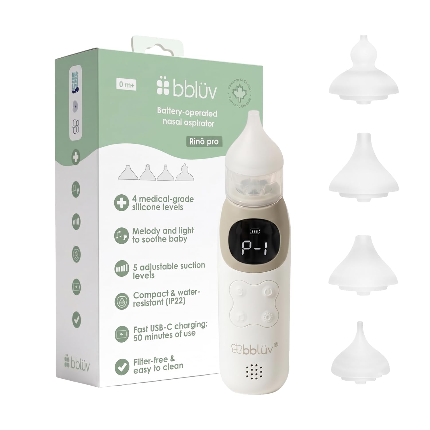 bblüv Rinö Pro Battery Operated Baby Nasal Aspirator with 5 Suction Levels bblüv
