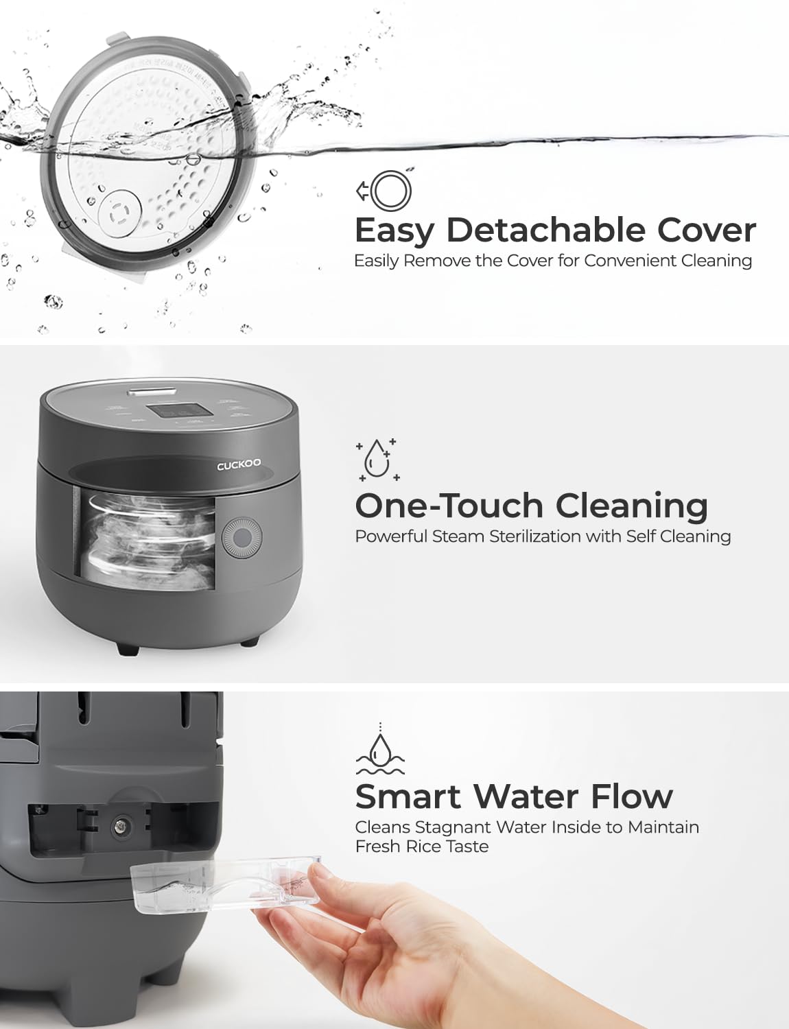 CUCKOO Rice Cooker 6 Cup Uncooked / 12 Cup Cooked, Modern Fuzzy Logic Rice Cooker Small with Delay Timer & Keep Warm Setting, Versatile Food Steamer for Cooking, Non-Stick Inner Pot, Gray (CR-0675FG) CUCKOO