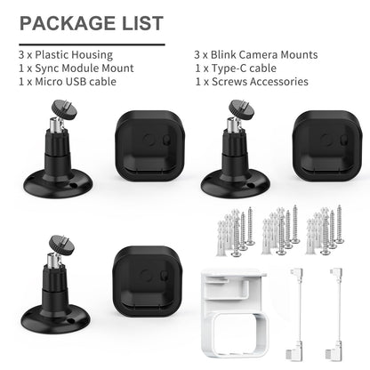 All-New Blink Camera Mount for Outdoor 4/2K+, 3 Pack Protective Cover and 360 Degree Adjustable Mounting Bracket, Blink Sync Module Outlet Mount (Black)