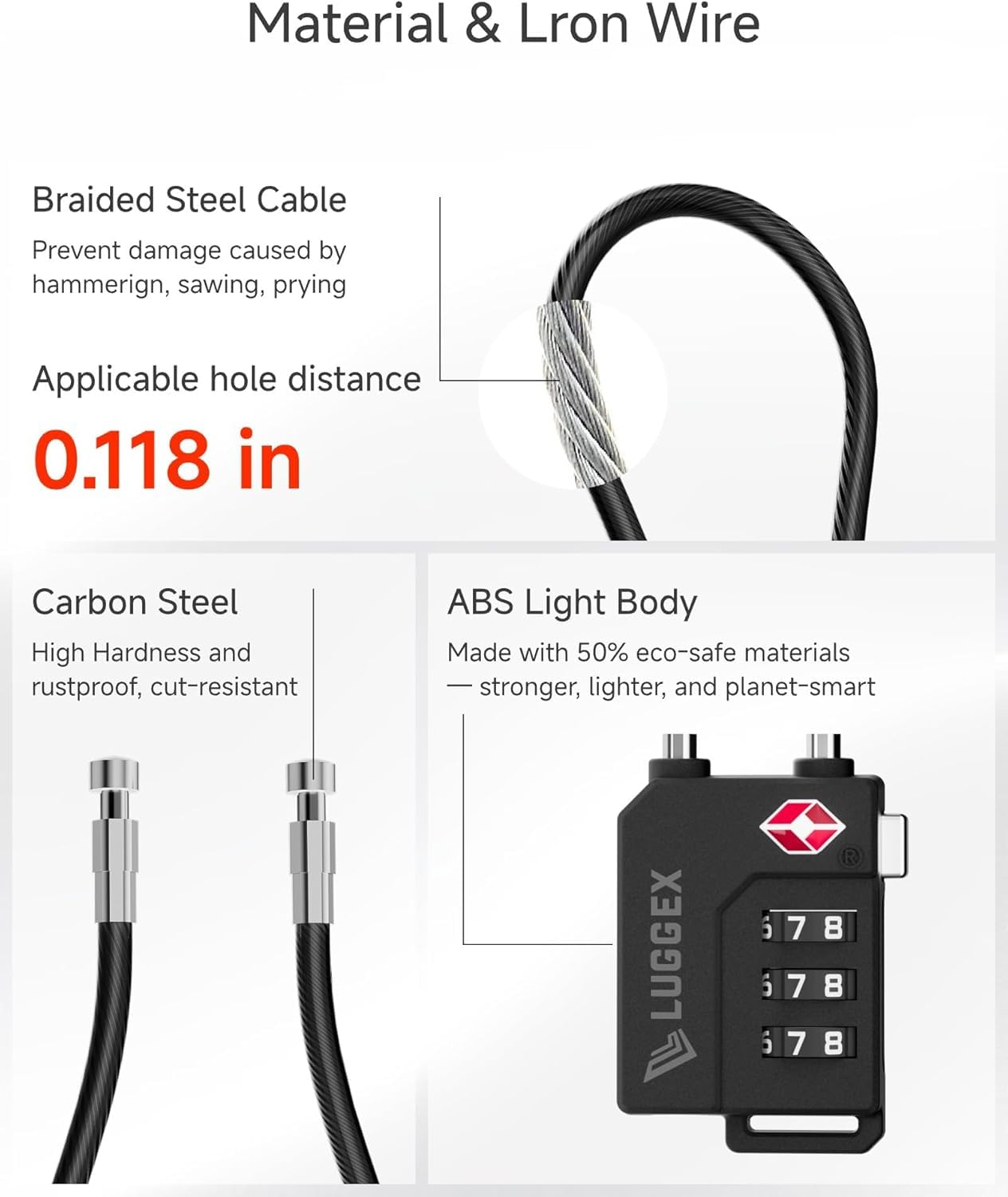 LUGGEX Luggage Lock, TSA Locks for Luggage, Suitcases Locks TSA Approved - Available at All In One Marketplace Canada