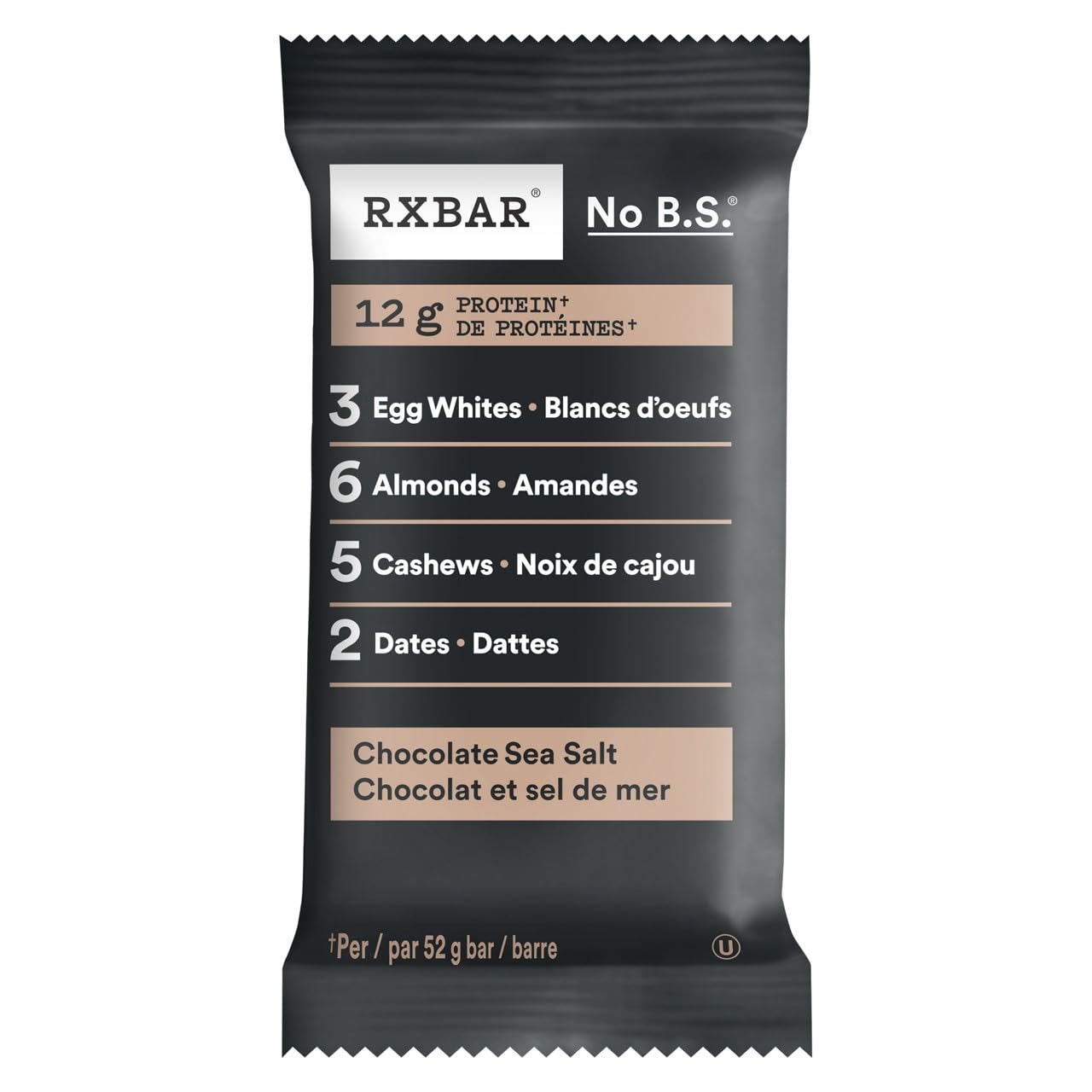 RXBAR Chocolate Sea Salt Protein Bar – 12 Pack (52g each)