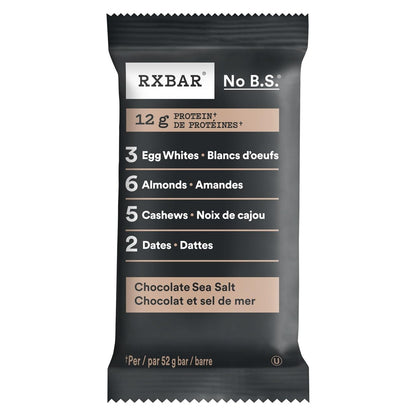 RXBAR Chocolate Sea Salt Protein Bar – 12 Pack (52g each)
