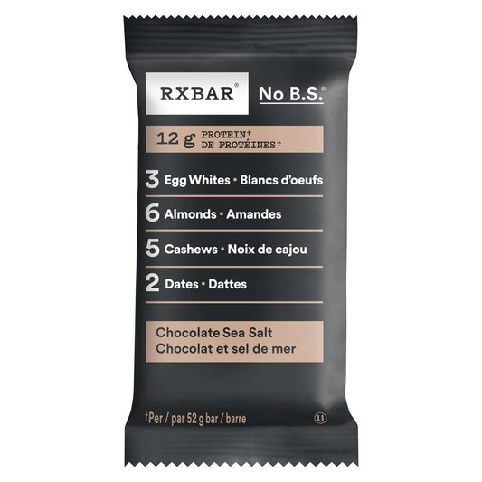 RXBAR Chocolate Sea Salt Protein Bar – 12 Pack (52g each)