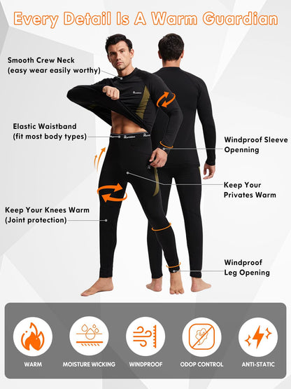 Thermal Underwear for Men Long Johns Hunting Base Layer Set Black L 🍁 All In One Marketplace Canada