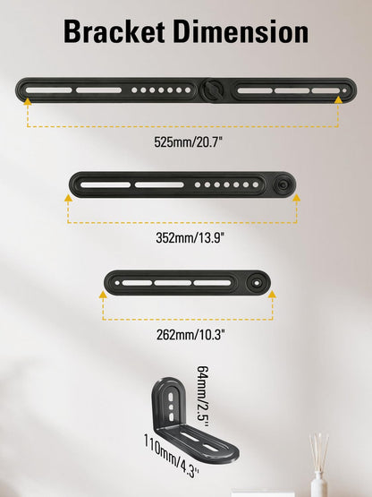 Mounting Dream Sound Bar Mount Bracket for Mounting Above or Under TV, Fits Most Sound Bars Up to 15 Lbs, with Detachable Long Extension Plates MD5420