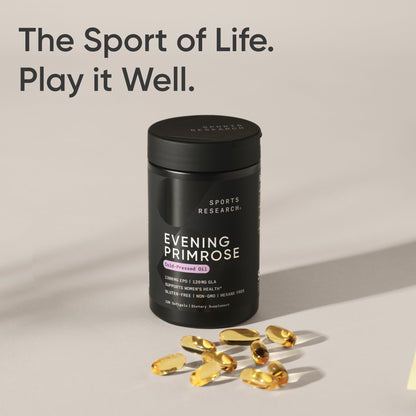 Sports Research® Evening Primrose Oil with GLA - Cold Pressed Primrose Oil supporting Women's Health - Hexane Free · Non-GMO · Gluten Free - 120 Count Softgels - Available at All In One Marketplace Canada