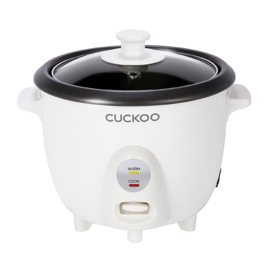 CUCKOO One Touch Rice Cooker 3-Cup (Uncooked) / 6-Cup (Cooked), Mini Rice Cooker & Warmer with Steamer Tray, Versatile Grain Cooker, Soup Maker, Auto Keep Warm, White (CR-0301C) CUCKOO