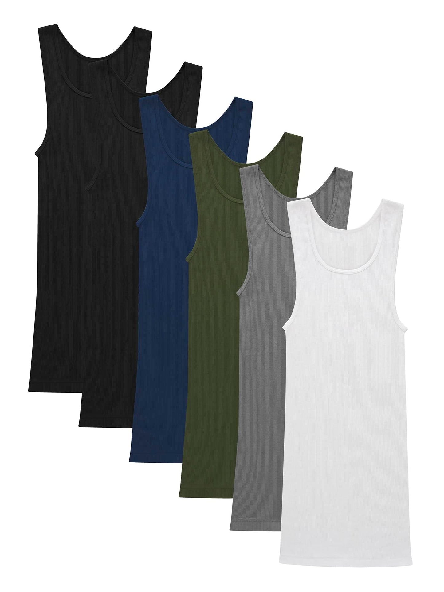 Débardeur côtelé en coton Hanes pour homme, 6 paquets, assorti, taille S
