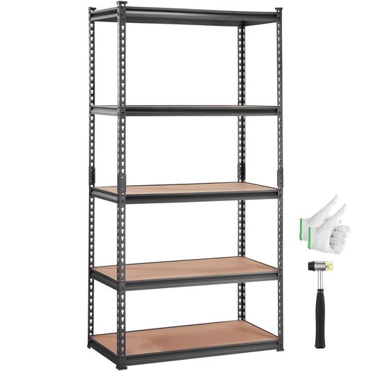 VEVOR Storage Shelving Unit, 5-Tier Adjustable, 2000 lbs Capacity, Heavy Duty Garage Shelves Metal Organizer Utility Rack, Black, 36" L x 18" W x 72" H for Kitchen Pantry Basement Bathroom Laundry 🍁 All In One Marketplace Canada VEVOR