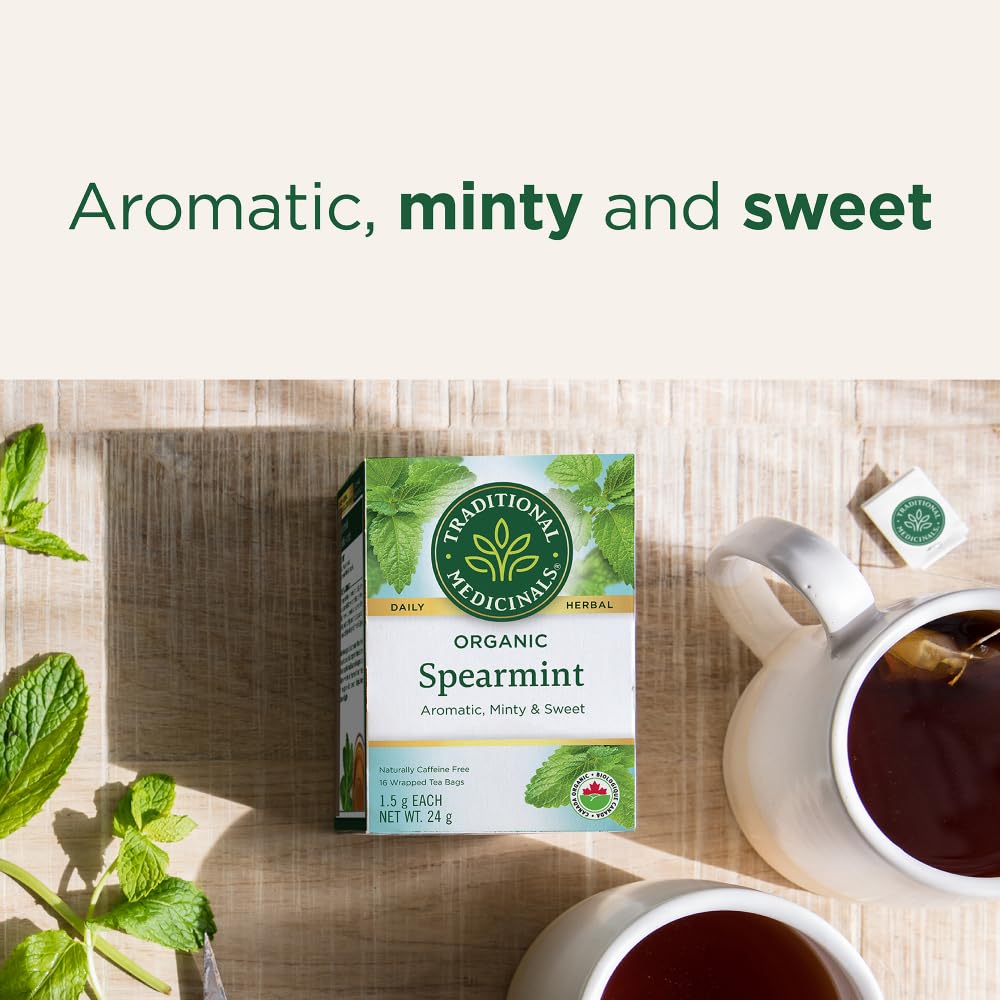 Traditional Medicinals Organic Spearmint Herbal Tea – 6 Pack (96 Tea Bags)