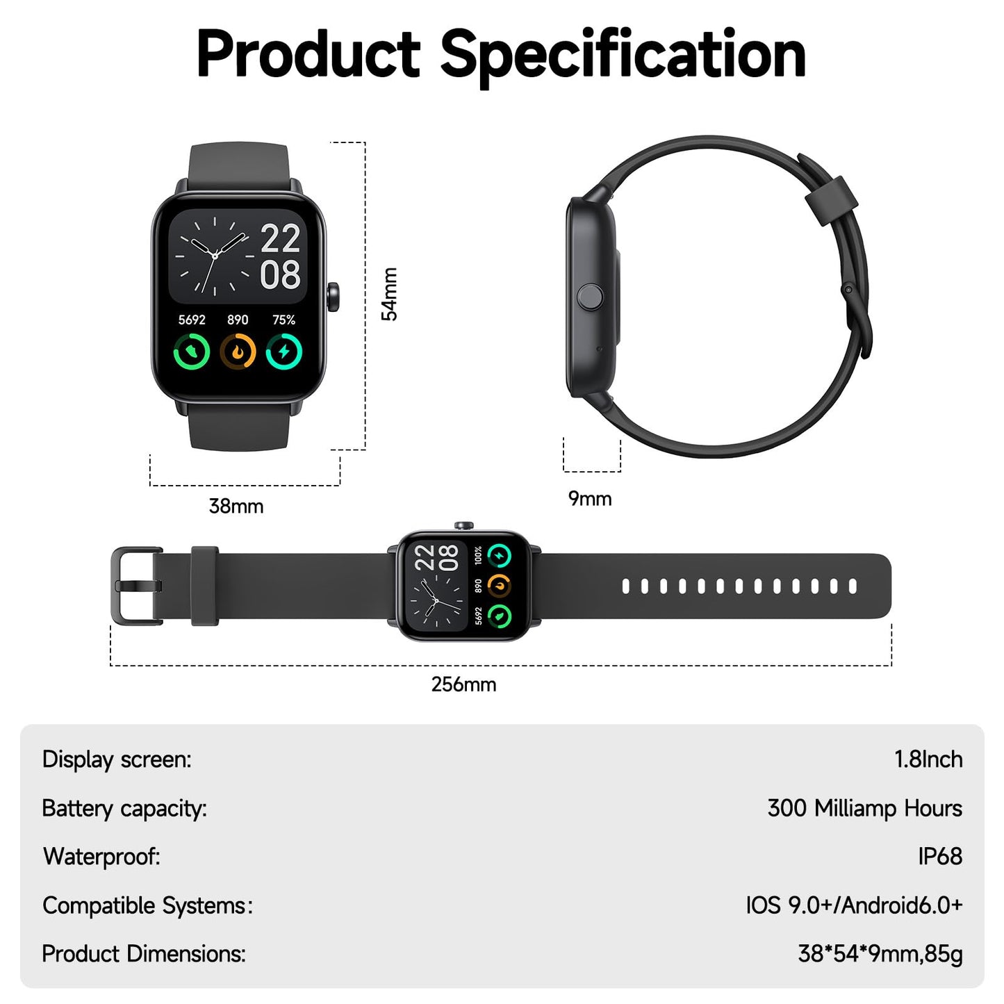 Smart Watch for Men Women (Answer/Make Call), Alexa Smartwatch Compatible with Android iOS, Fitness Tracker with Heart Rate SpO2 Sleep Monitor, 1.8'' HD DIY Dial Waterproof Watch with Bluetooth Call - Available at All In One Marketplace Canada