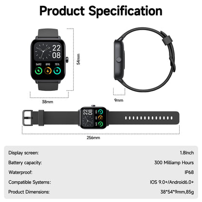 Smart Watch for Men Women (Answer/Make Call), Alexa Smartwatch Compatible with Android iOS, Fitness Tracker with Heart Rate SpO2 Sleep Monitor, 1.8'' HD DIY Dial Waterproof Watch with Bluetooth Call - Available at All In One Marketplace Canada