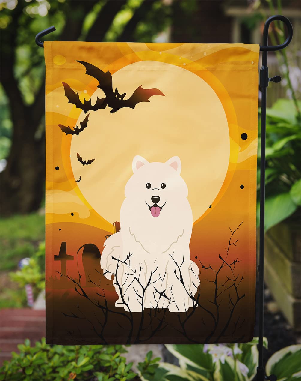 Caroline's Treasures BB4296GF Halloween Samoyed Flag Garden Size, Small, Multicolor