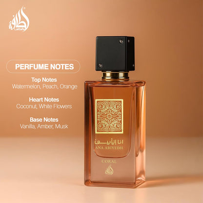 Lattafa Ana Abiyedh Coral for Unisex Eau de Parfum Spray, 2.0 Ounce / 60 ml Lattafa
