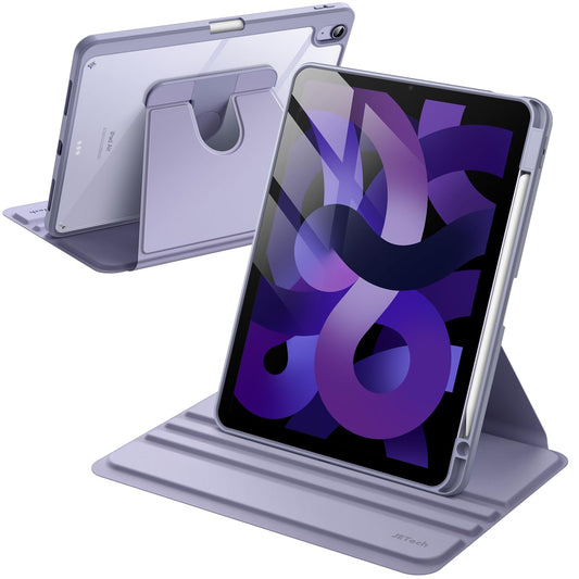JETech Rotating Case ONLY for iPad Air 11-Inch M4/M3/M2 (2026/2025/2024), iPad Air 5/4 (2022/2020 5th/4th Generation 10.9-Inch), 360 Degree Rotation Protective Stand Cover Clear Back (Purple)