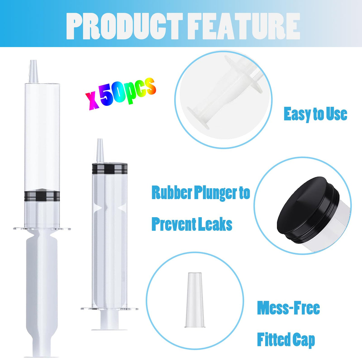 50 Pack Syringes with Tip Cap, 20ml Liquid Syringe BPA-Free Suringes, Washable, Durable, Party Nurses, Halloween, Thanksgiving Day, Birthday Nurses, Christmas 🍁 All In One Marketplace Canada