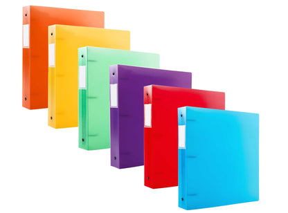 Filexec 6492, 1" Frosted Ring Binder, Set of 6, 6 Assorted Colors, Blueberry, Strawberry, Grape, Lime, Lemon, Tangerine