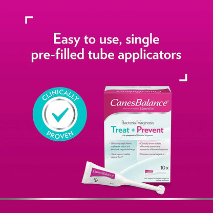 CanesBalance Bacterial Vaginosis Treatment and Prevention Gel - Treat And Prevent BV Symptoms, BV Treatment For Women, Relieves Vaginal Odor, Maintains Normal Vaginal pH, 10 Single-Use Applicators - Available at All In One Marketplace Canada