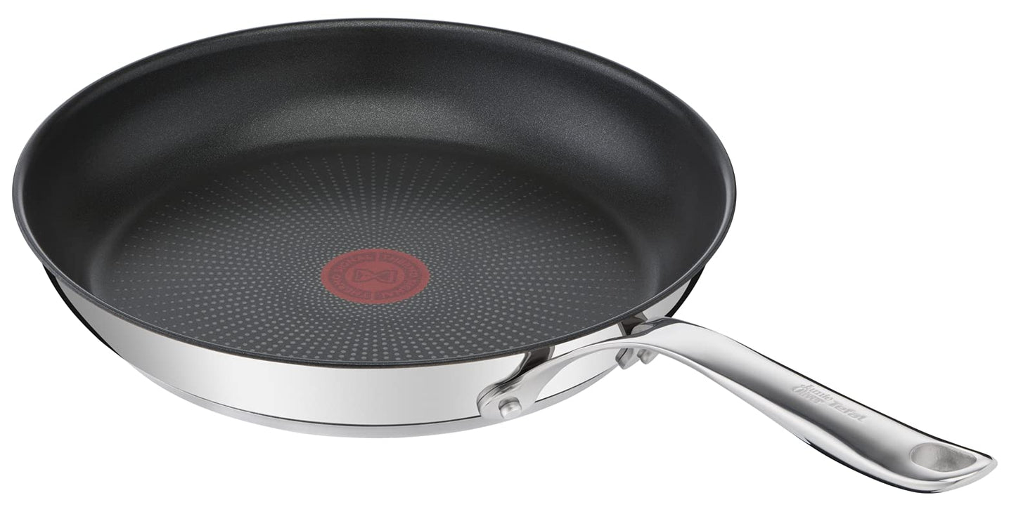 Jamie Oliver by Tefal Nonstick Coated Stainless Steel Pan 11-Inch, Induction Compatible, Oven Safe up to 500°F, Chef's Stainless Steel Skillet, Non Stick Frying Pans, Silver T-Fal