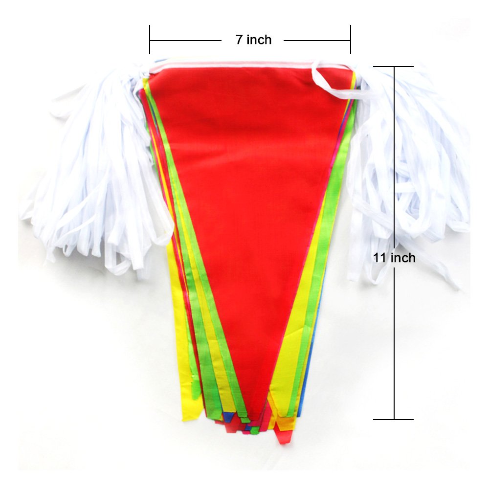 LOOPJOYGAME 250pcs Multicolor Pennant Flags, 263Ft Nylon Fabric Decorations Grand Opening Banner Rope