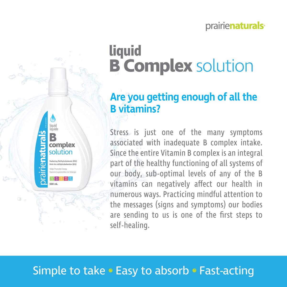 Prairie Naturals Liquid B Complex Solution 500 ml - Stress Relief & Energy Support