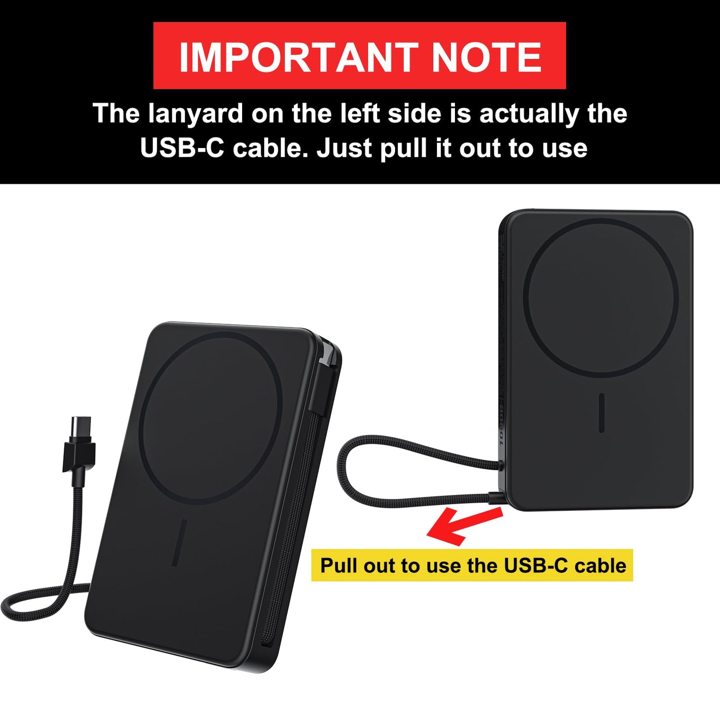 Magnetic Power Bank, 10,000mAh Wireless Portable Charger for Mag-Safe 15W Fast Charging, Battery Pack with USB-C/Lightning Cable 22.5W in/Out for iPhone 17/16/15/14/13/12 Series, AirPods & More - Available at All In One Marketplace Canada